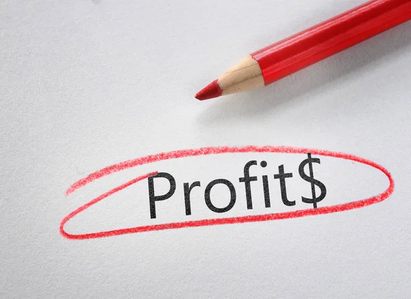 Profit text circled in red pencil — Stock Photo, Image