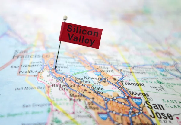 Raleigh Usa 2020 Silicon Valley Pin Flag Map San Francisco — Stock Photo, Image