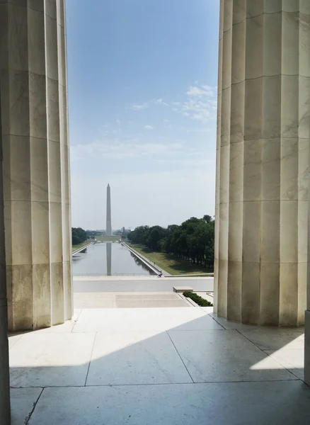 View Washington Monument National Mall Reflecting Pool Lincoln Memorial — Stock Photo, Image