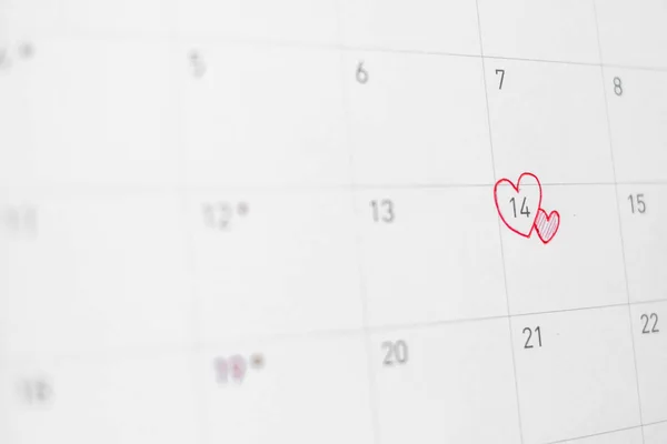 Feburary Com Coração Vermelho Rosa Calendário Conceito Dia Dos Namorados — Fotografia de Stock