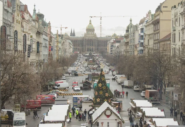 Prague República Checa Circa Dezembro 2017 Praça Venceslau Vaclavske Namesti — Fotografia de Stock