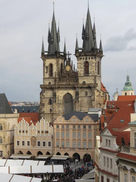 Prague República Checa Circa Dezembro 2017 Praça Cidade Velha Com — Fotografia de Stock