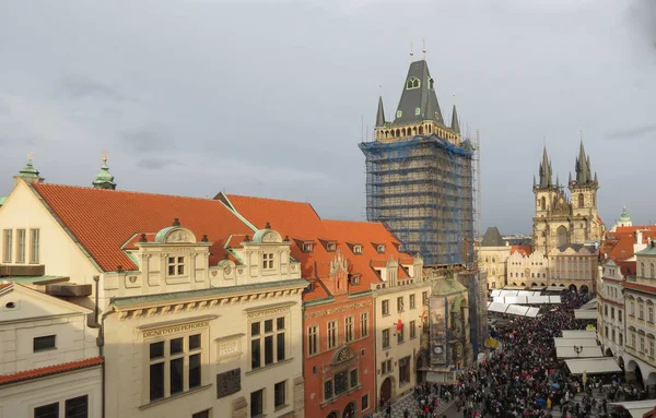 Prague República Checa Circa Dezembro 2017 Praça Cidade Velha Com — Fotografia de Stock