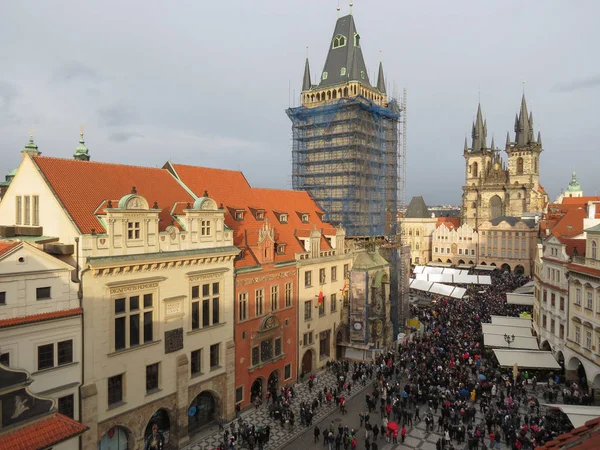 Prague República Checa Circa Dezembro 2017 Praça Cidade Velha Com — Fotografia de Stock