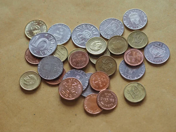 Corona Svedese Monete Metalliche Sek Valuta Della Svezia — Foto Stock