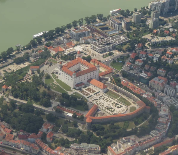 Bratislava Castle Landmark Het Slowaakse Parlement Gezien Vanuit Een Vliegtuig — Stockfoto