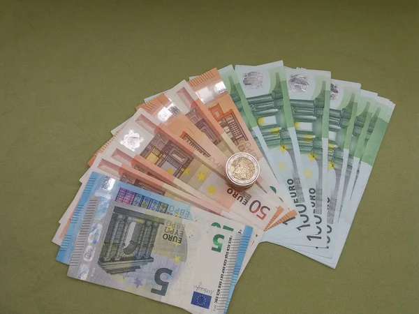 Євро Банкнот Монет Гроші Eur Валюта Європейського Союзу — стокове фото