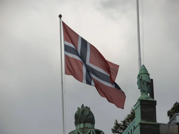 Norges Nationella Flagga Europa — Stockfoto