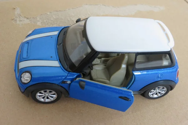 Oxford Oktober 2015 Miniaturdarstellung Eines Hellblauen Mini Cooper Wagens Version — Stockfoto