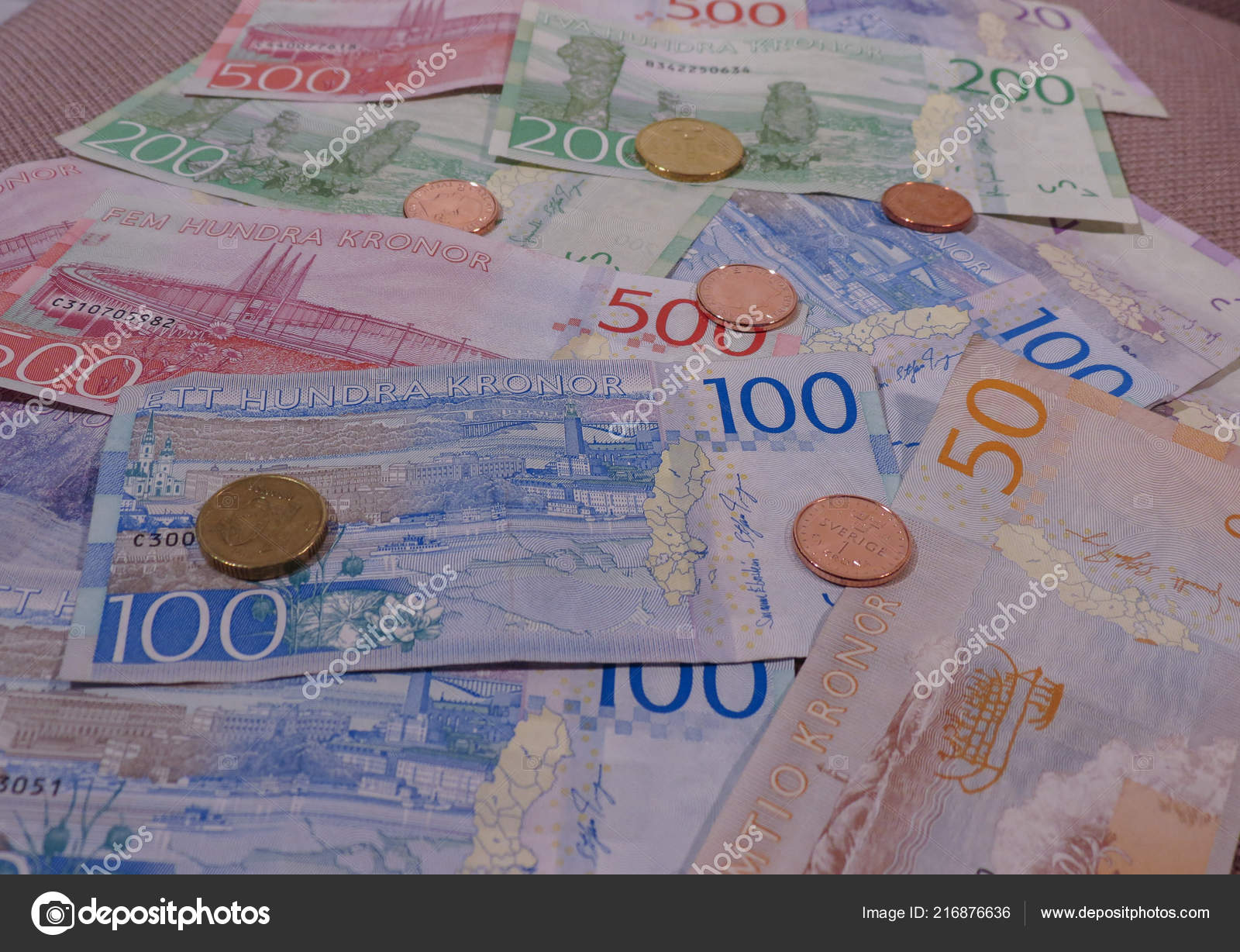 Swedish Krona Banknotes Coins Sek Currency Sweden — Stock Editorial Photo ©  route66 #216876636