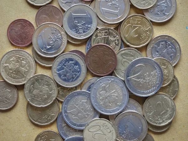 リトアニアが発表した別の名称 ユーロ のユーロ硬貨 — ストック写真