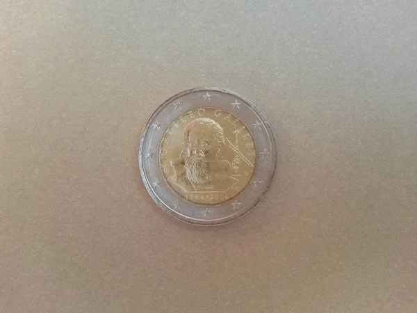 Євро Монета Валюта Європейського Союзу Несучих Портрет Італійський Astronomist Галілео — стокове фото