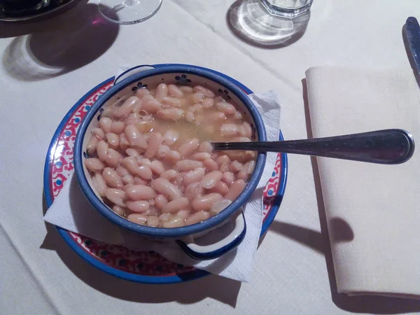 Fagioli All Olio Vita Bönor Tillagas Florentinska Sätt — Stockfoto