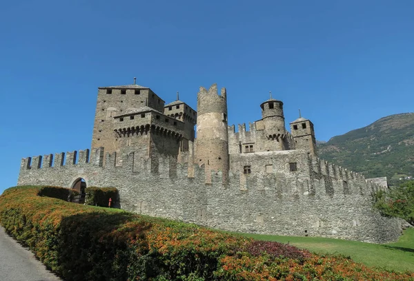 Castillo Medieval Fenis Valle Aosta Fenis Italia — Foto de Stock