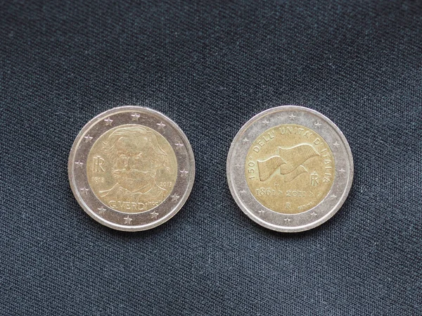 Монети Євро Гроші Eur Валюта Європейського Союзу Портрет Музикант Джузеппе — стокове фото
