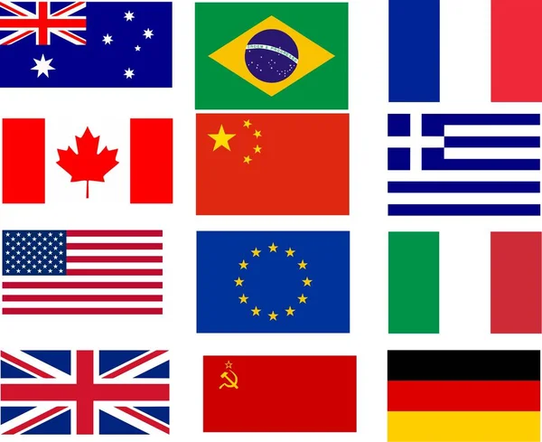 Banderas Las Doce Banderas Más Vendidas Del Mundo — Archivo Imágenes Vectoriales