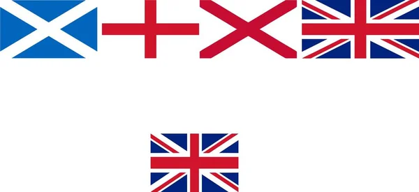 Виготовлення Великобританії Прапор Плюс Стандартні Пропорції Юніон Джек Корисна Мова — стоковий вектор