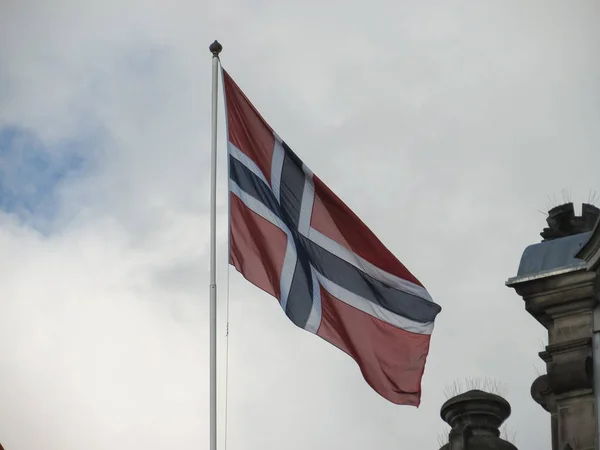 Norges Nationella Flagga Europa — Stockfoto