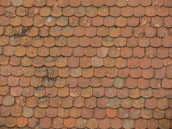 Rött Tegel Tak Kakel Textur Användbar Som Bakgrund — Stockfoto