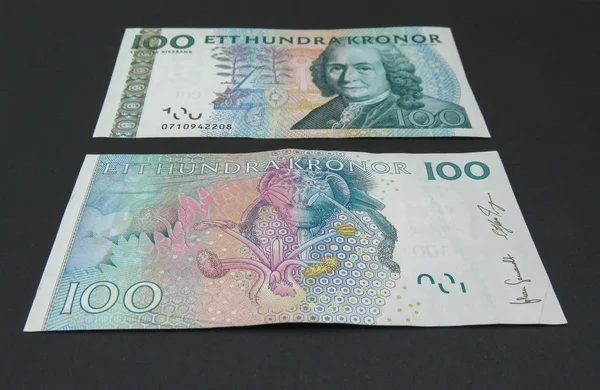 Moneda Sueca Sek Suecia Sobre Fondo Azul —  Fotos de Stock