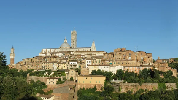 Siena Centro Storico Medievale Con Torre Del Municipio Cattedrale Santa — Foto Stock