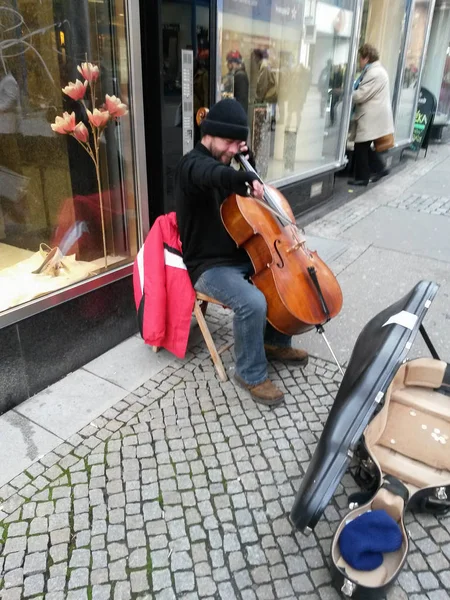 Vídeň Rakousko Cca Prosince 2014 Neznámé Ulice Violoncellový Hráče — Stock fotografie