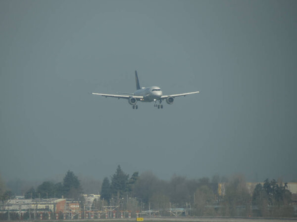 BOLOGNA, ITALY - CIRCA APRIL 2018: Lufthansa Airbus A319 landing