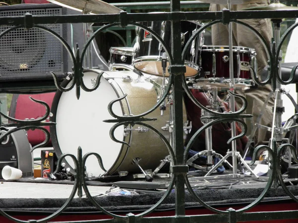 Paris France Circa August 2011 Drum Set Stage Ready Concert — Stock Photo, Image