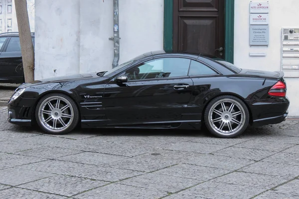 Halle Saale Alemanha Circa Março 2016 Mercedes Benz Preto Estacionado — Fotografia de Stock