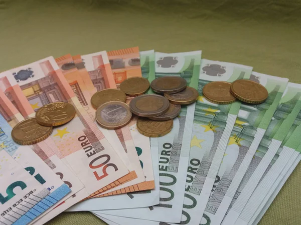 Notas Moedas Euro Dinheiro Eur Moeda União Europeia — Fotografia de Stock
