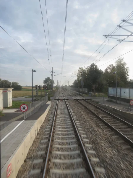 Vias Férreas Ferroviárias Para Transporte Público Ferroviário — Fotografia de Stock