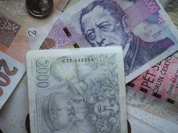 Çek Cumhuriyeti Para Birimi Çek Koruna Para Banknotları Czk — Stok fotoğraf