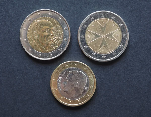 Монети Євро Гроші Eur Валюта Європейського Союзу Мальти Франції Президента — стокове фото