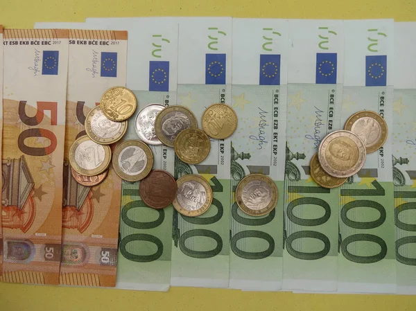 Billetes Monedas Euros Dinero Eur Moneda Unión Europea —  Fotos de Stock