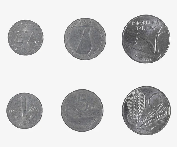 Italian Lira Coins Liras Denominations — Stock Photo, Image