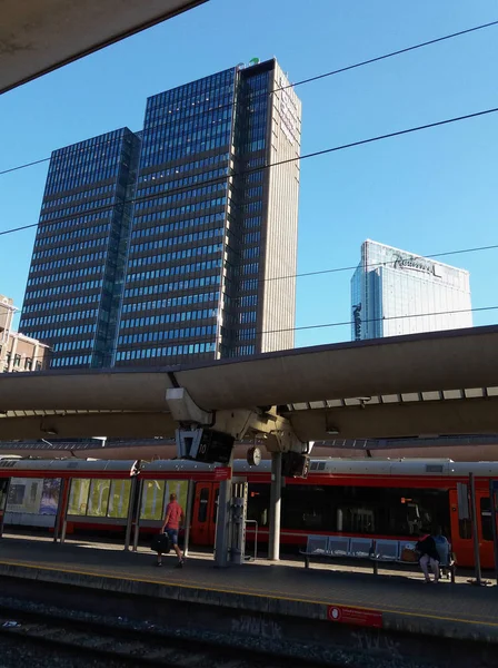 OSLO, NORWAY - CIRCA AUGUST 2017: Railway station and Radisson Blu hotel
