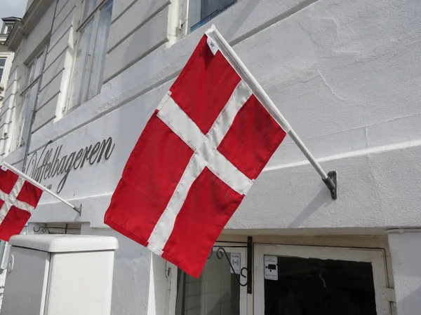 Copenhagen Dinamarca Circa Agosto 2017 Bandeira Nacional Dinamarquesa Dinamarca Europa — Fotografia de Stock