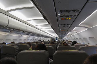 Viyana Schwechat, Avusturya - Ekim 2015 yaklaşık: Uçak Koltuk seyahat kavram olarak yararlı