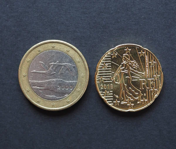 Moedas Euros Dinheiro Eur Moeda União Europeia Finlândia França — Fotografia de Stock