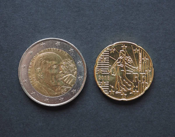 Κέρματα Ευρώ Χρήματα Ευρώ Νόμισμα Της Ευρωπαϊκής Ένωσης Φέρει Την — Φωτογραφία Αρχείου