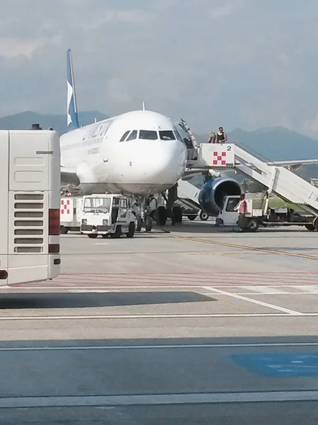 Orio Serio Bergamo Italy Circa July 2014 Aircraft Parked Airport — Stock Photo, Image