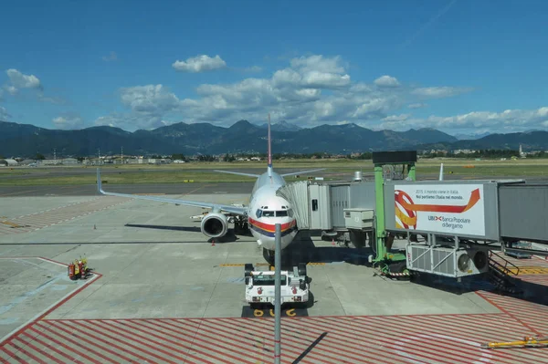 Orio Serio Bergamo Itália Circa Septembro 2015 Aeronaves Meridiana Estacionadas — Fotografia de Stock