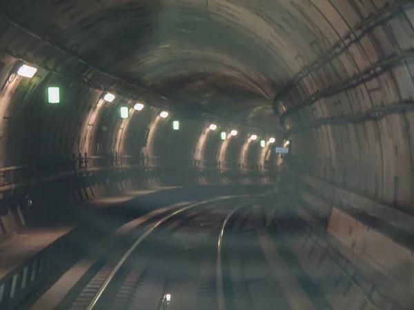 Túnel Tubo Uma Linha Metrô Metro Transporte Subterrâneo — Fotografia de Stock