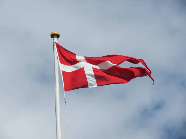 Bandeira Nacional Dinamarquesa Dinamarca Europa — Fotografia de Stock