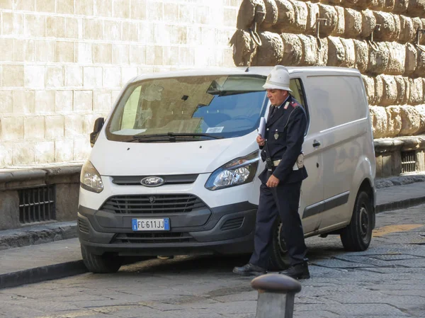 Florença Itália Circa Outubro 2018 Policial Urbano Municipal Vigili Urbani — Fotografia de Stock