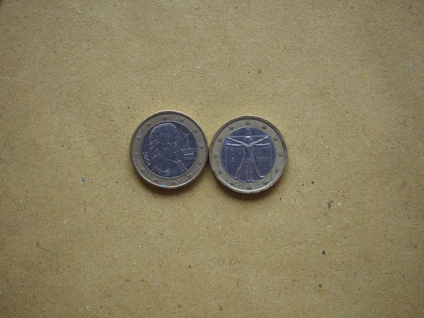 Dwa 1 monety euro — Zdjęcie stockowe