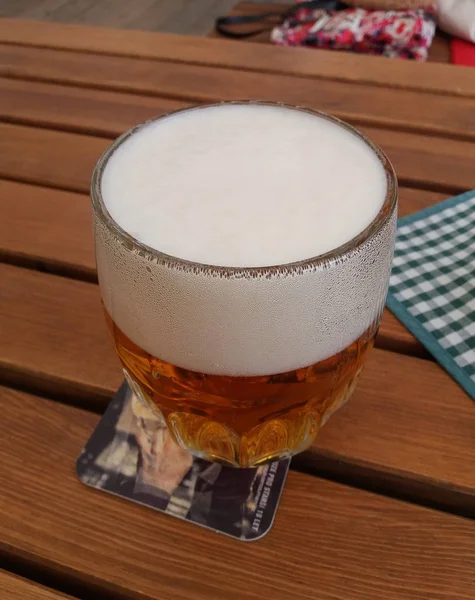 A glass of Czech lager beer in Prague — Stock Photo, Image