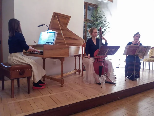 Clavecin, alto da gamba et flûte baroque — Photo