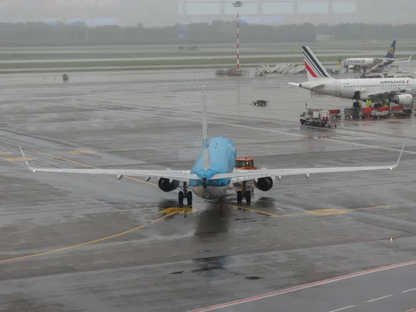 KLM Boeing 737-800 taxiing en Milán Malpensa —  Fotos de Stock