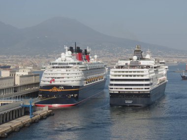 cruise ships at the harbour in Naples clipart